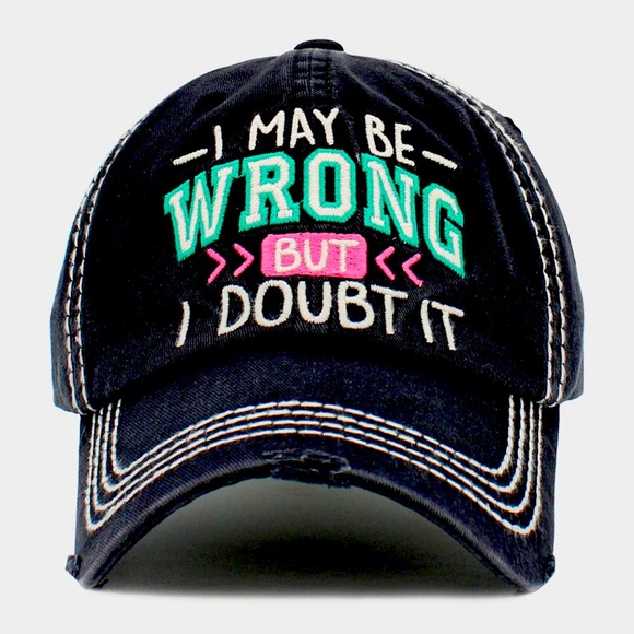 Distressed Denim Ball Cap, I May be Wrong but I Doubt It Vintage Baseball Cap - Picture 3 of 5